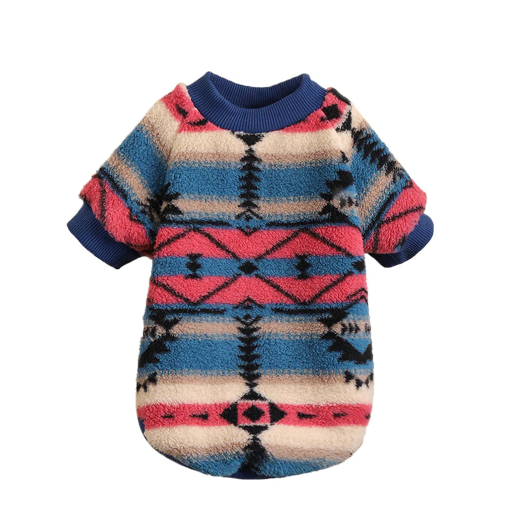 Cute Striped Plush Hoodie for Pets in Autumn/Winter