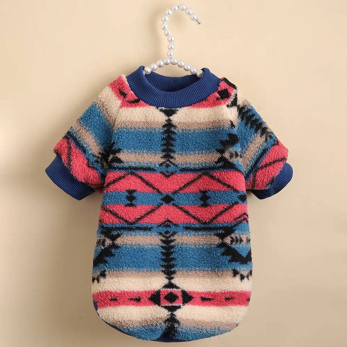 Cute Striped Plush Hoodie for Pets in Autumn/Winter