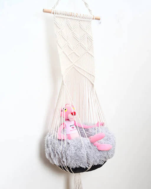 Bohemian Cat Swing Pet Bed with Handmade Lace Design