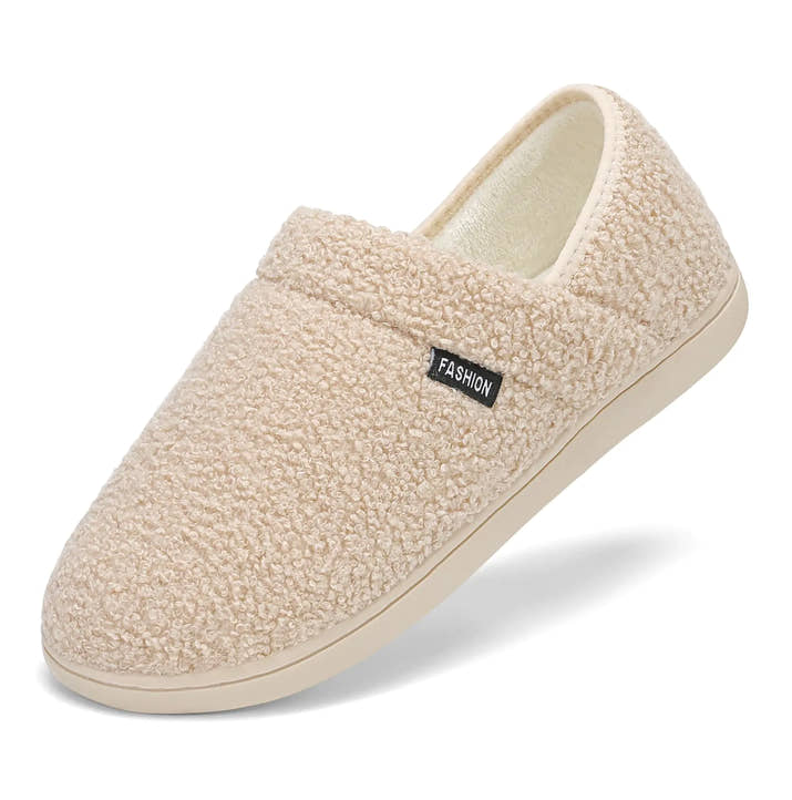 TIKVAW Slippers for Women House Slippers Warm House Shoes Indoor Ladies Winter Bedroom Footwear Fuzzy Beige Size 5.5-6.5 Female 4-5 Male
